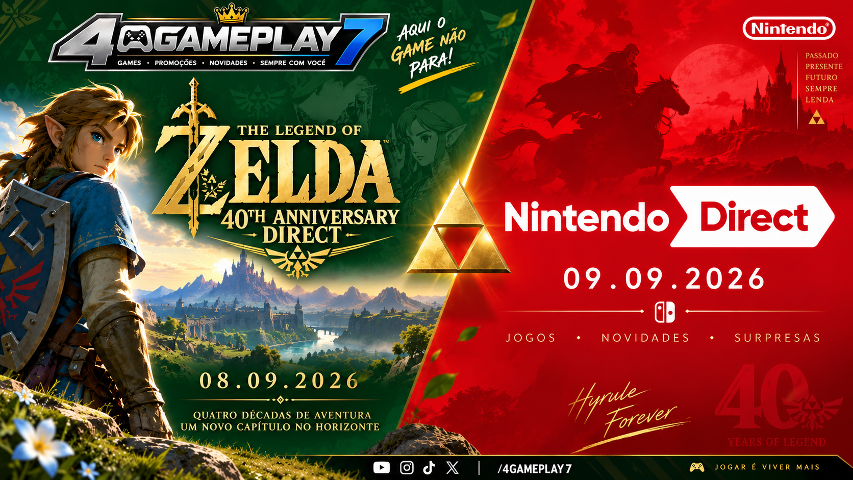 DOIS NINTENDO DIRECTS CONFIRMADOS PARA A PRÓXIMA SEMANA: UM PARA OS 40 ANOS DE ZELDA E UM DIRET GERAL