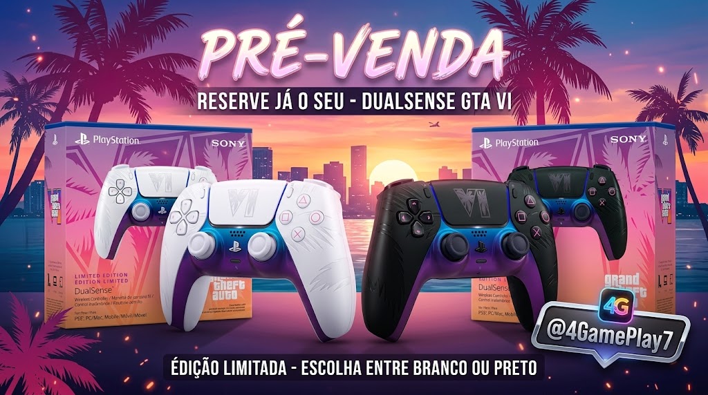 DUALSENSE DE GTA VI ENTRA EM PRÉ-VENDA NO BRASIL POR R$ 599,90 NA AMAZON, KABUM E MERCADO LIVRE